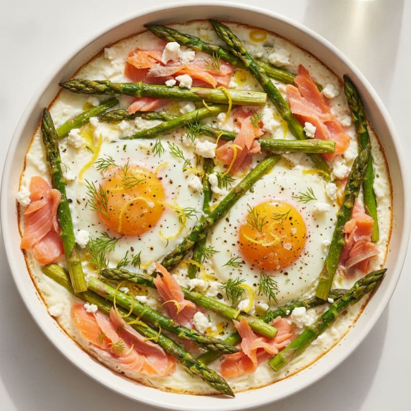 Baked Eggs with Roasted Asparagus