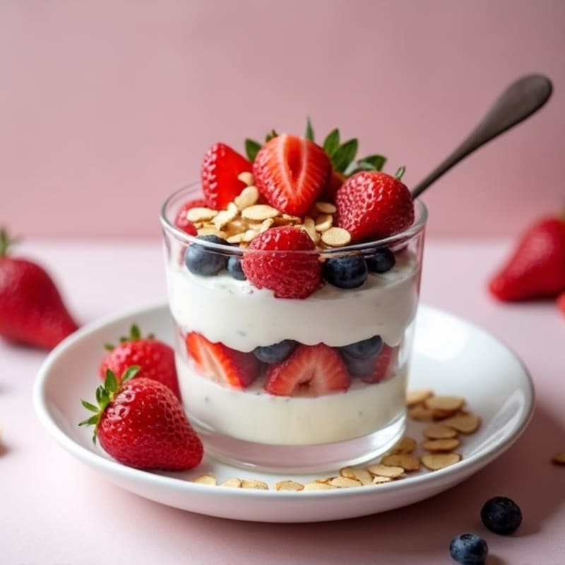 Cottage Cheese Berry Parfait with Almonds