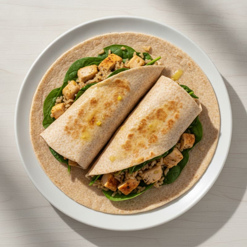 Lemon Herb Chicken Wrap with Spinach and Brown Rice