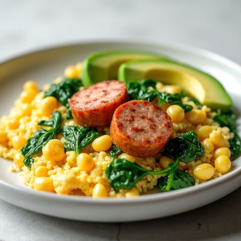 Egg White and Turkey Sausage Scramble with Spinach
