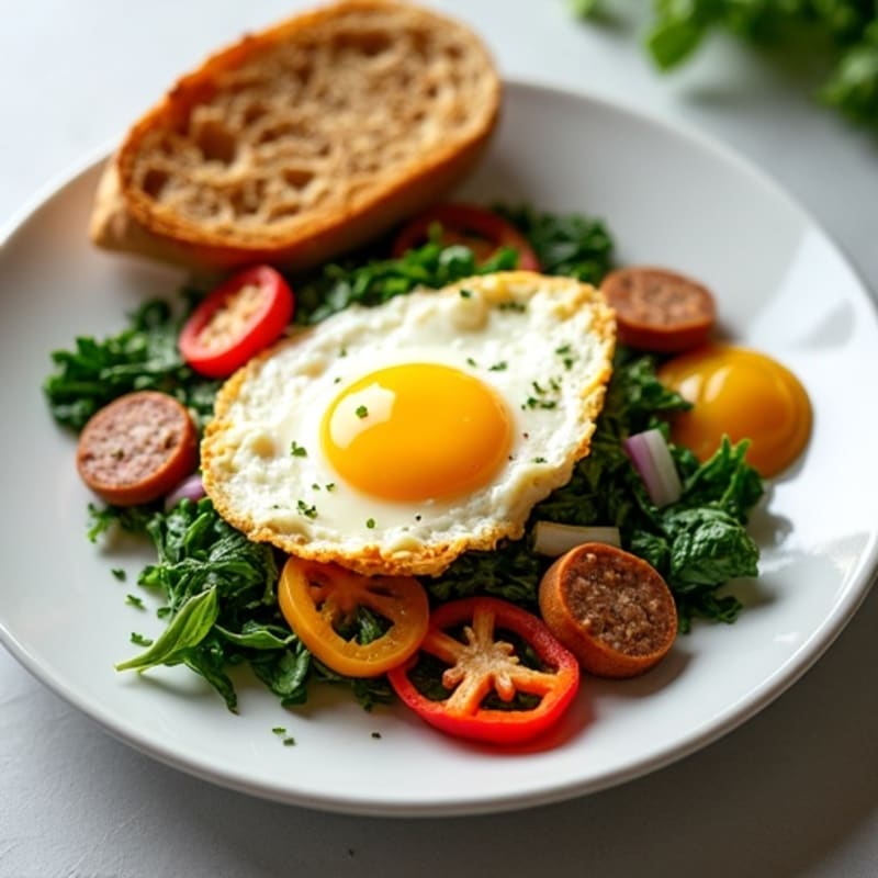 Egg White Scramble with Spinach and Turkey Sausage