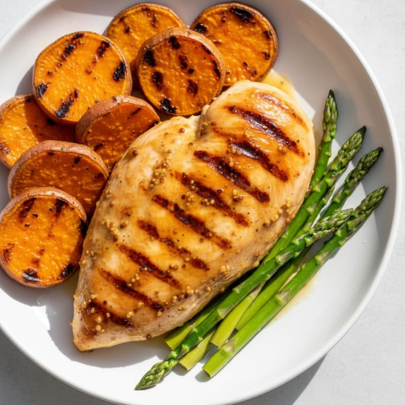 Grilled Honey-Mustard Chicken with Sweet Potatoes