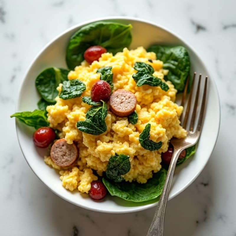 Egg White Scramble with Spinach and Turkey Sausage