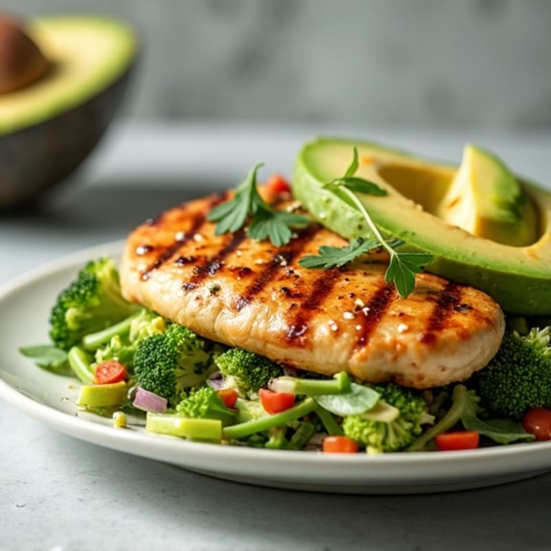 Grilled Chicken Breast with Crunchy Broccoli Slaw
