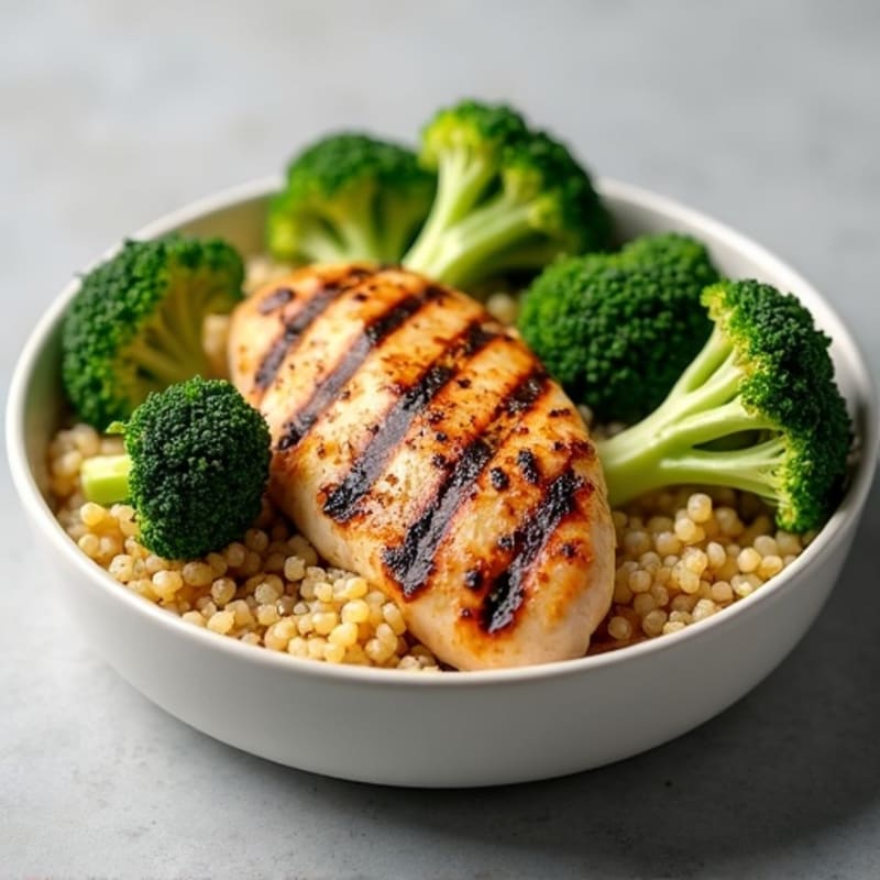 Grilled Chicken Breast with Roasted Broccoli and Quinoa