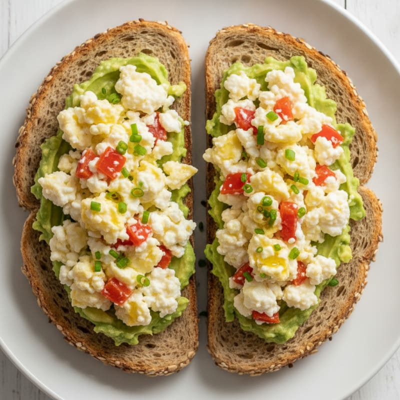 Scrambled Egg Whites with Cottage Cheese and Roasted Peppers
