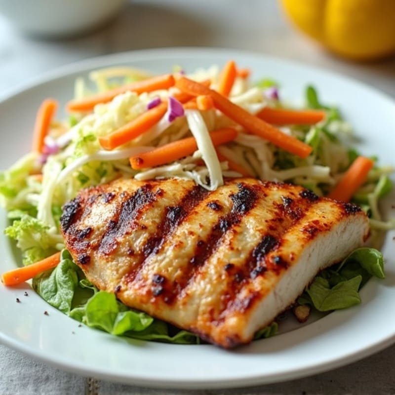 Grilled Chicken Breast with Crunchy Cabbage Slaw