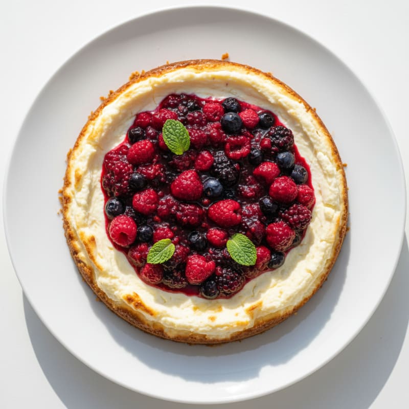 Greek Yogurt Protein Cheesecake with Berry Compote
