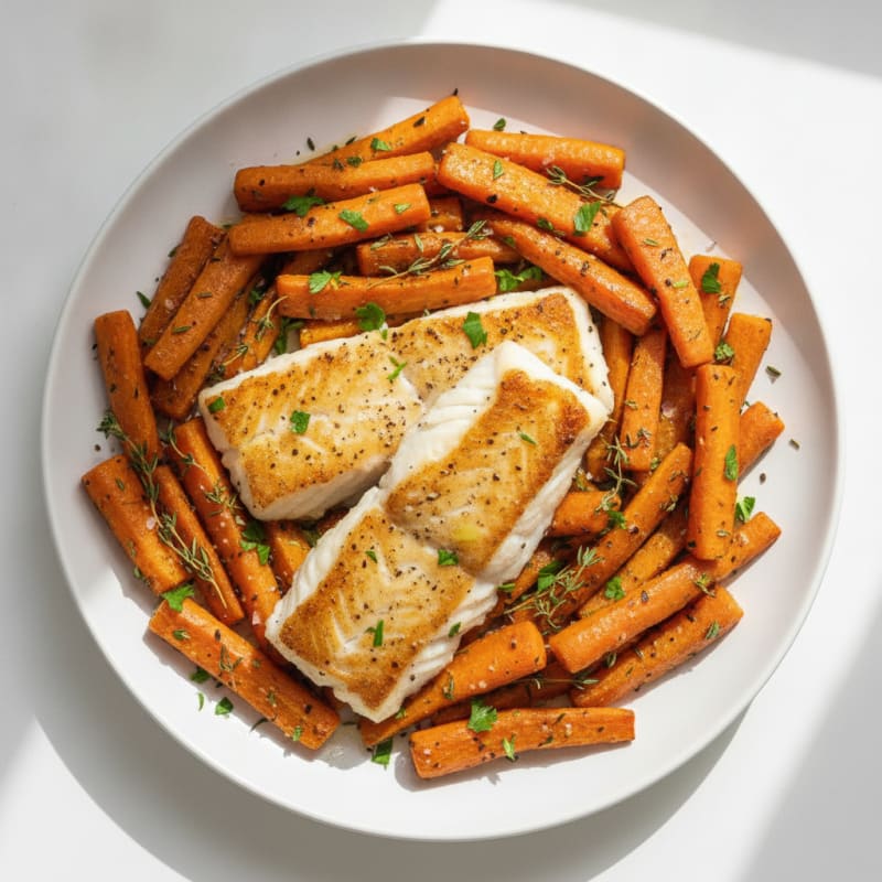 Pan-Seared Cod with Roasted Root Vegetables