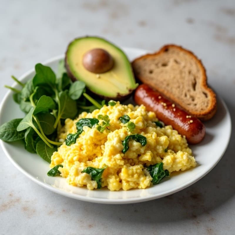 Egg White Scramble with Spinach and Turkey Sausage