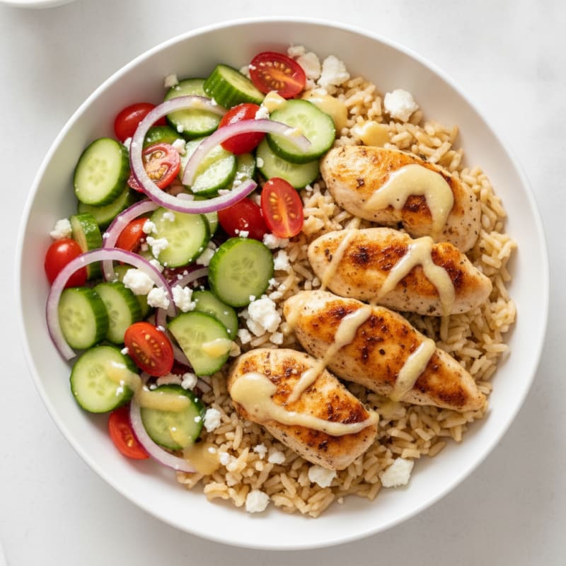 Greek Chicken and Rice Power Bowl