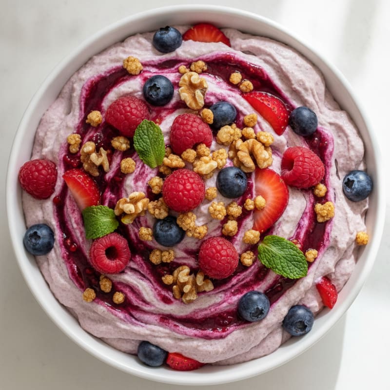 Protein Yogurt Mousse with Mixed Berries