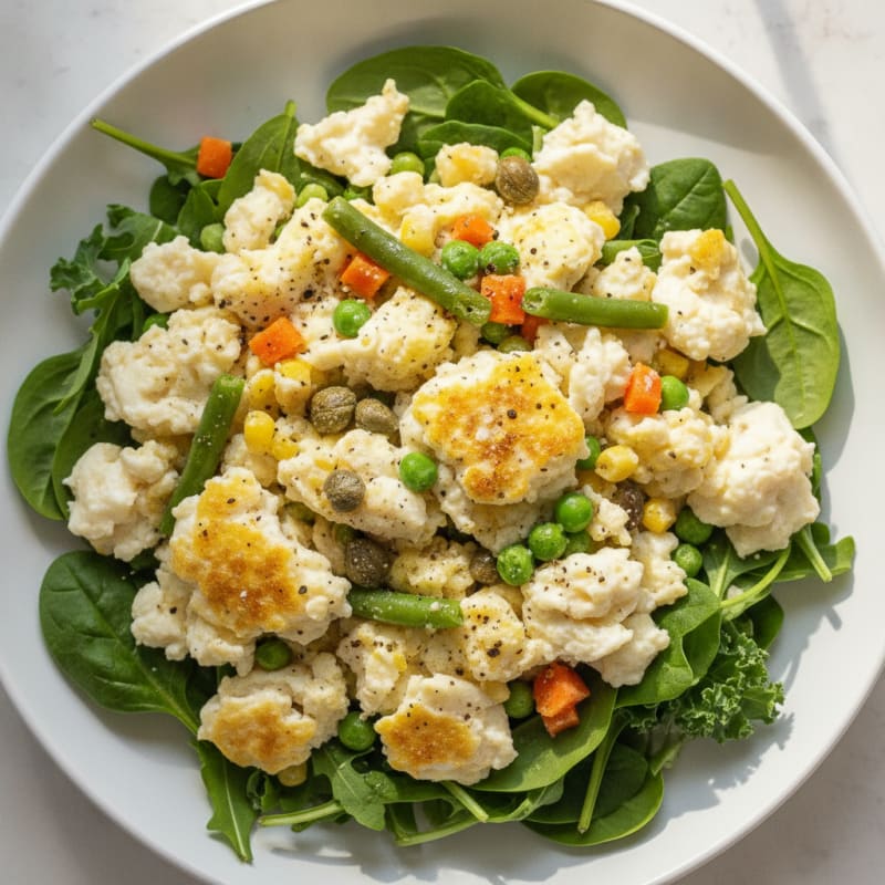 Savory Egg White Scramble with Capers and Greens