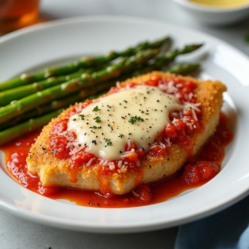 Crispy Baked Chicken Parmesan with Roasted Asparagus