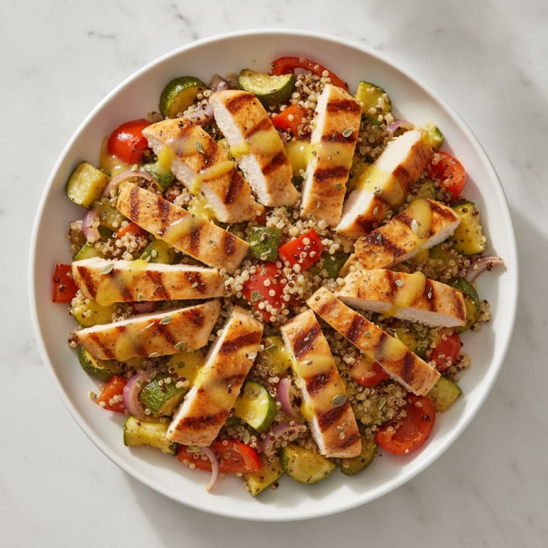 Grilled Chicken and Quinoa Salad with Roasted Vegetables