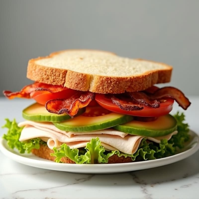 Fresh Turkey Club Sandwich with Crispy Bacon and Avocado