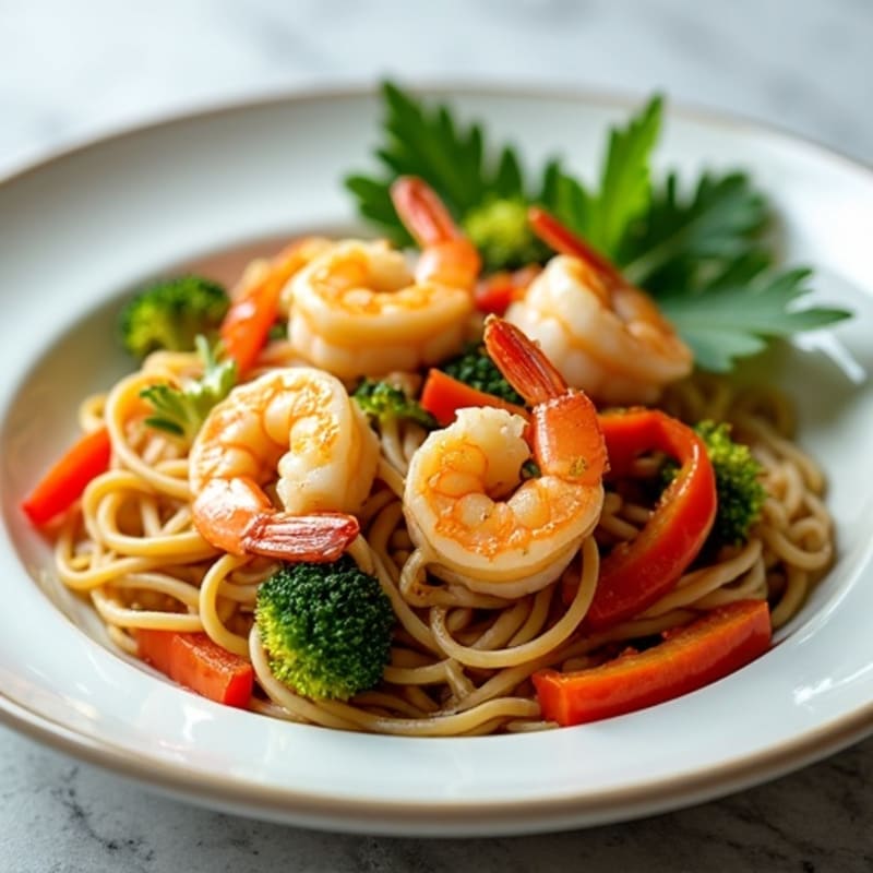 Garlic Shrimp Rice Noodle Stir-Fry