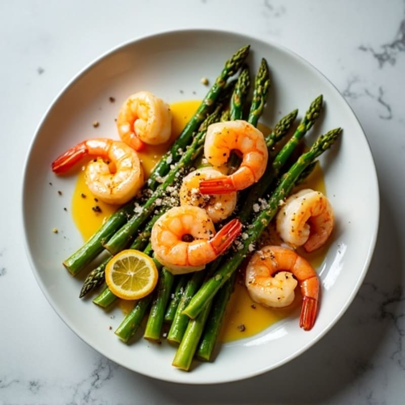 Garlic Lemon Prawns with Roasted Asparagus