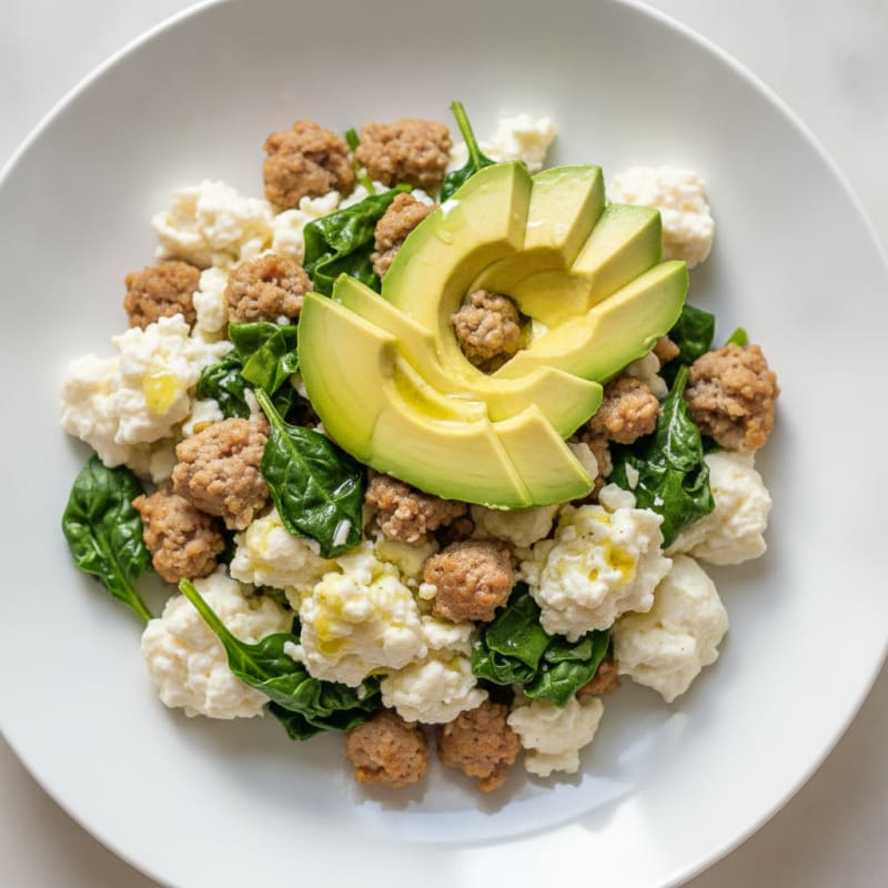 Egg White and Turkey Sausage Scramble with Spinach