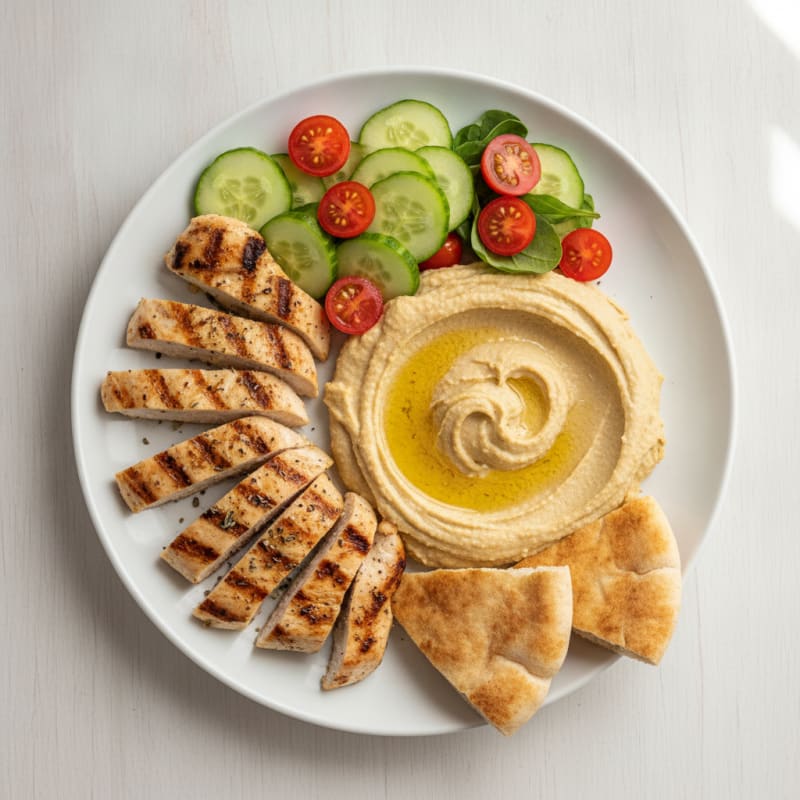 Mediterranean Hummus Platter with Grilled Chicken