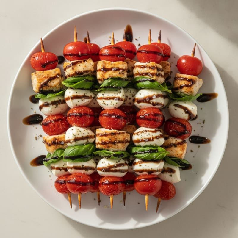 High-Protein Chicken Caprese Skewers