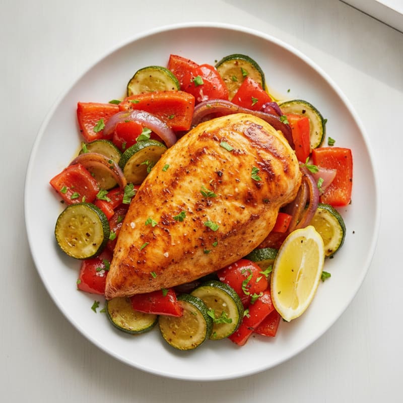 Spicy Harissa Chicken with Roasted Vegetables