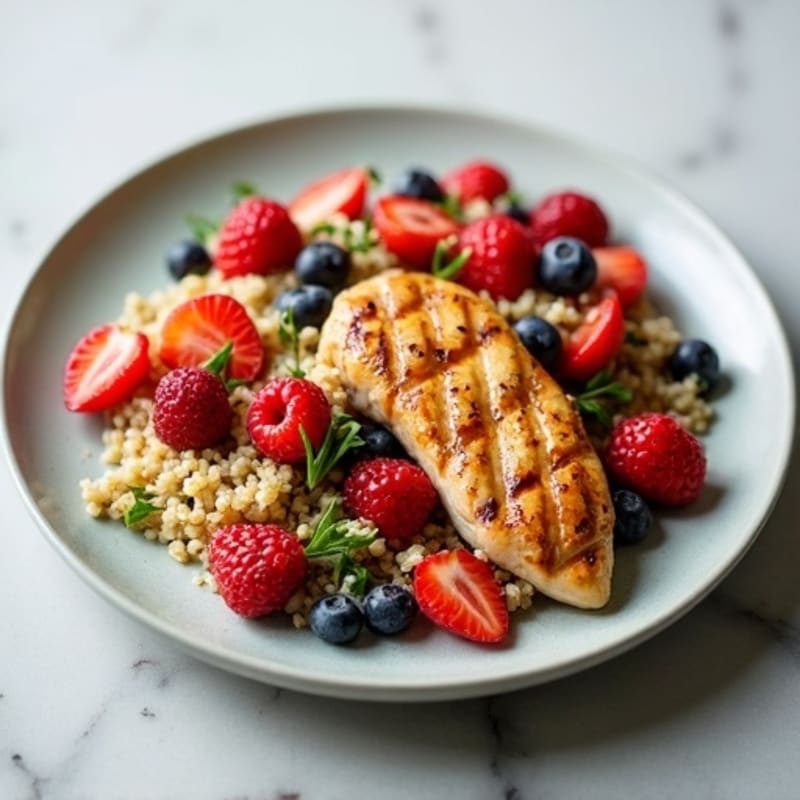 Grilled Chicken Breast with Quinoa and Fresh Berry Salad