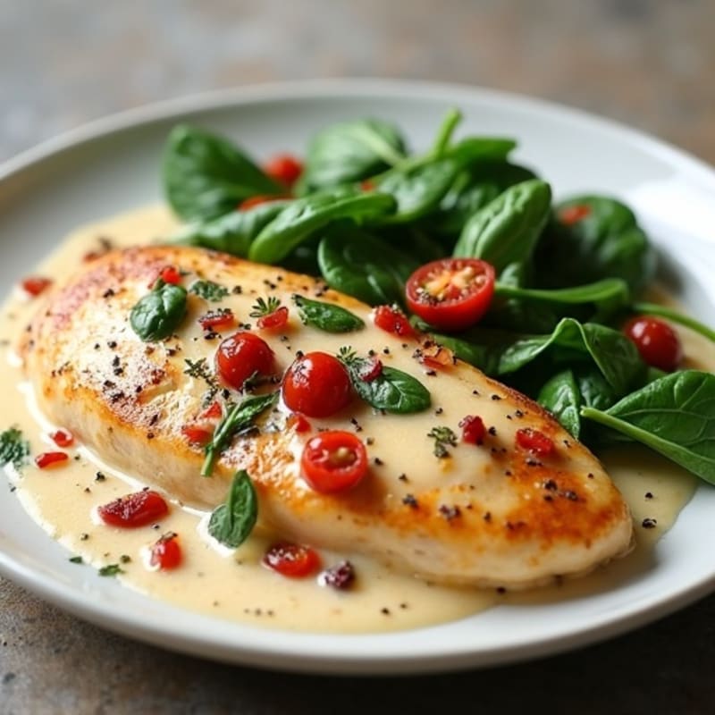 Creamy Tuscan Chicken with Sun-Dried Tomatoes and Spinach