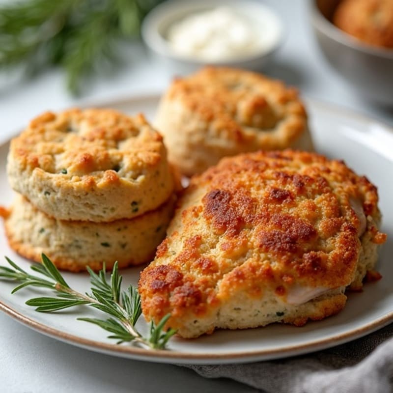Crispy Herb-Baked Chicken Thighs with Fluffy Whole Wheat Drop Biscuits