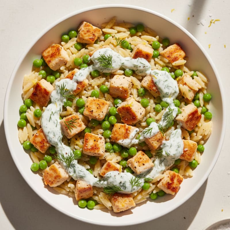 Creamy Lemon-Herb Orzo with Sweet Peas