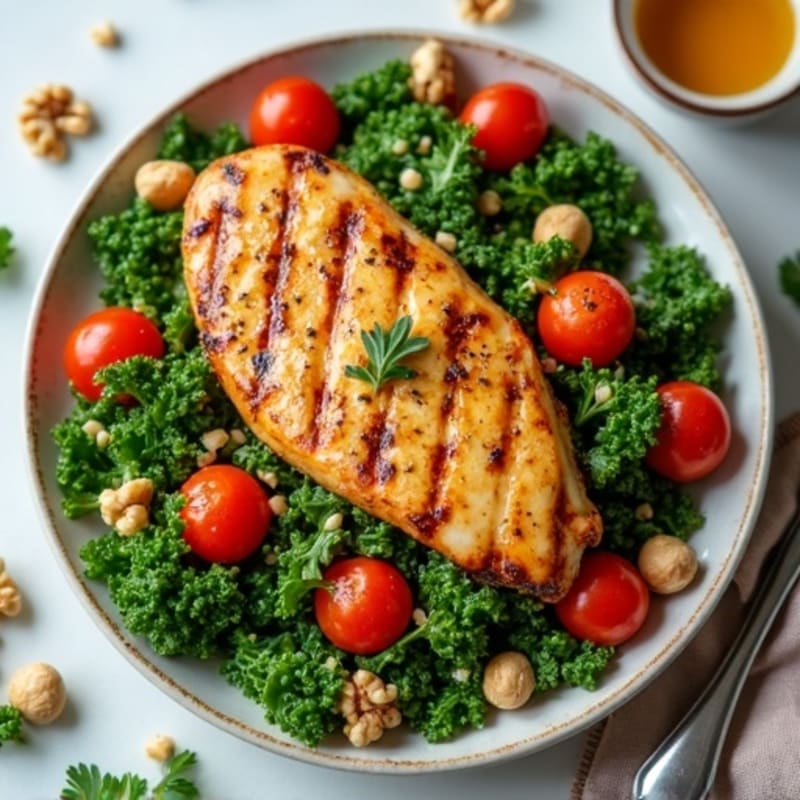 Honey-Dijon Grilled Chicken Kale Harvest Salad