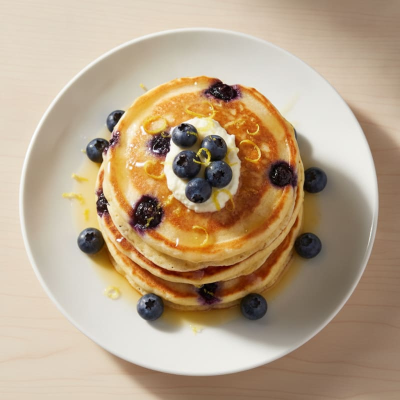 Blueberry Ricotta Pancakes with Lemon Zest