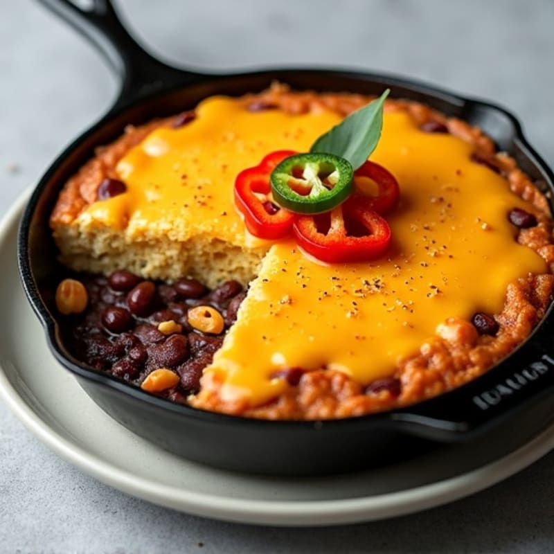 Spicy Cheddar Cornbread Skillet with Lean Turkey and Black Beans