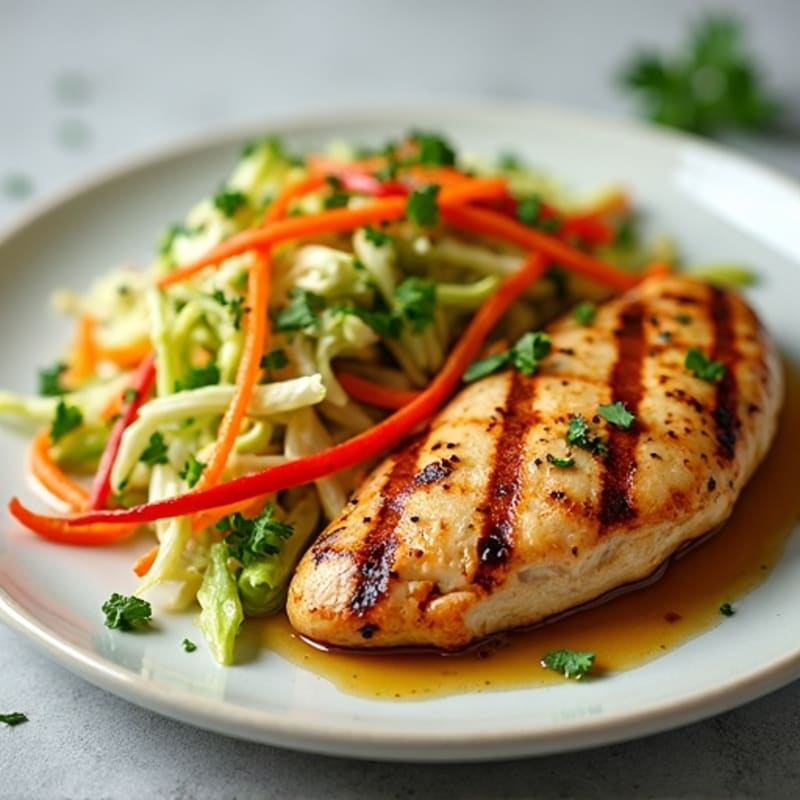 Grilled Chicken Breast with Crunchy Vegetable Slaw