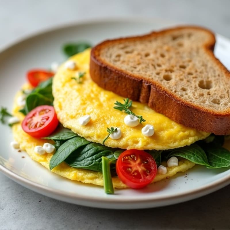 Fluffy Spinach Feta Egg White Omelette