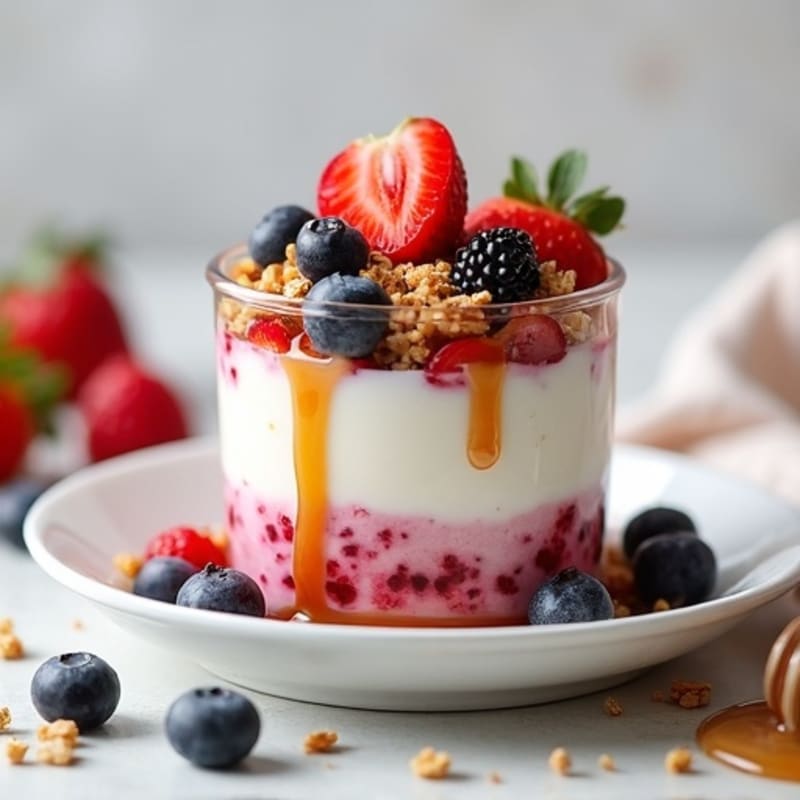 Creamy Greek Yogurt Parfait with Mixed Berries and Almond Butter