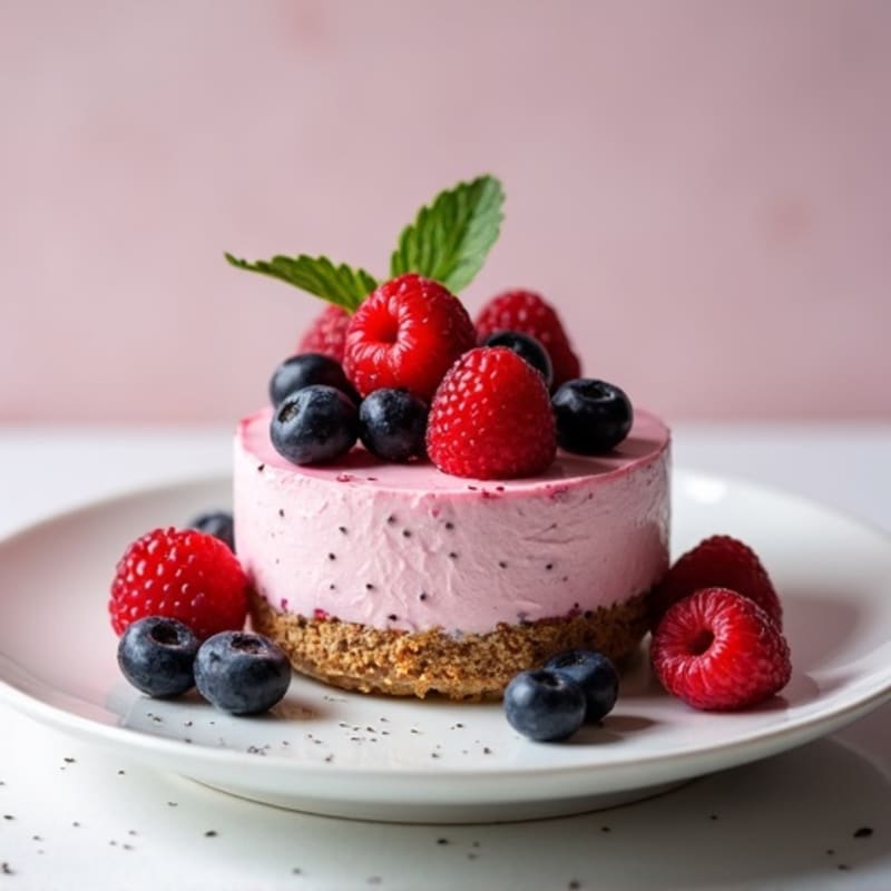 Greek Yogurt Protein Cheesecake with Mixed Berries