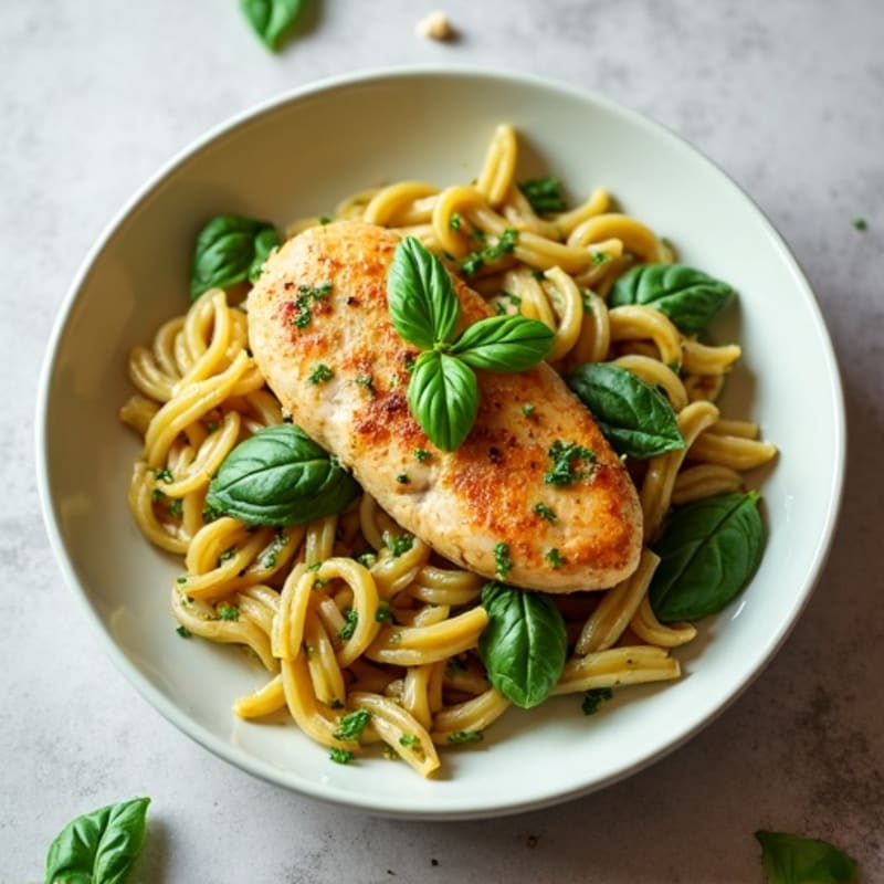 Fresh Pesto Chicken with Whole Wheat Pasta