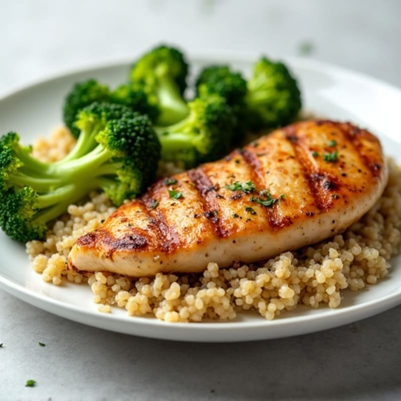 Grilled Chicken Breast with Quinoa and Steamed Broccoli