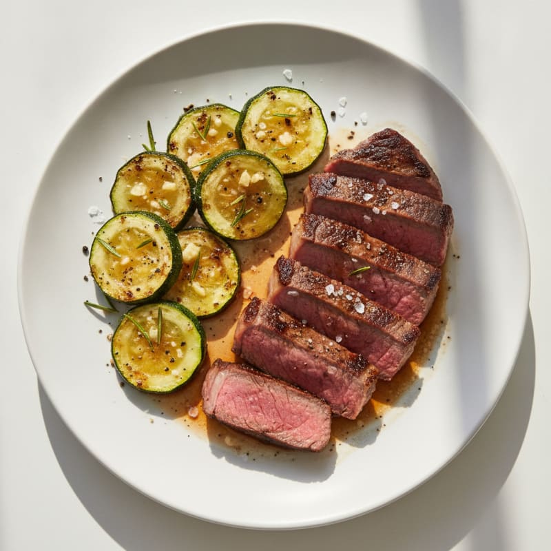 Pan-Seared Steak with Roasted Zucchini