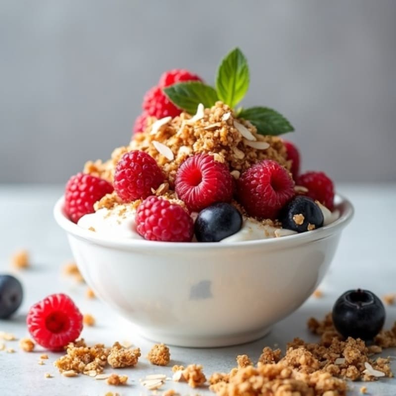 Creamy Greek Yogurt Parfait with Mixed Berries and Crunchy Almond Granola