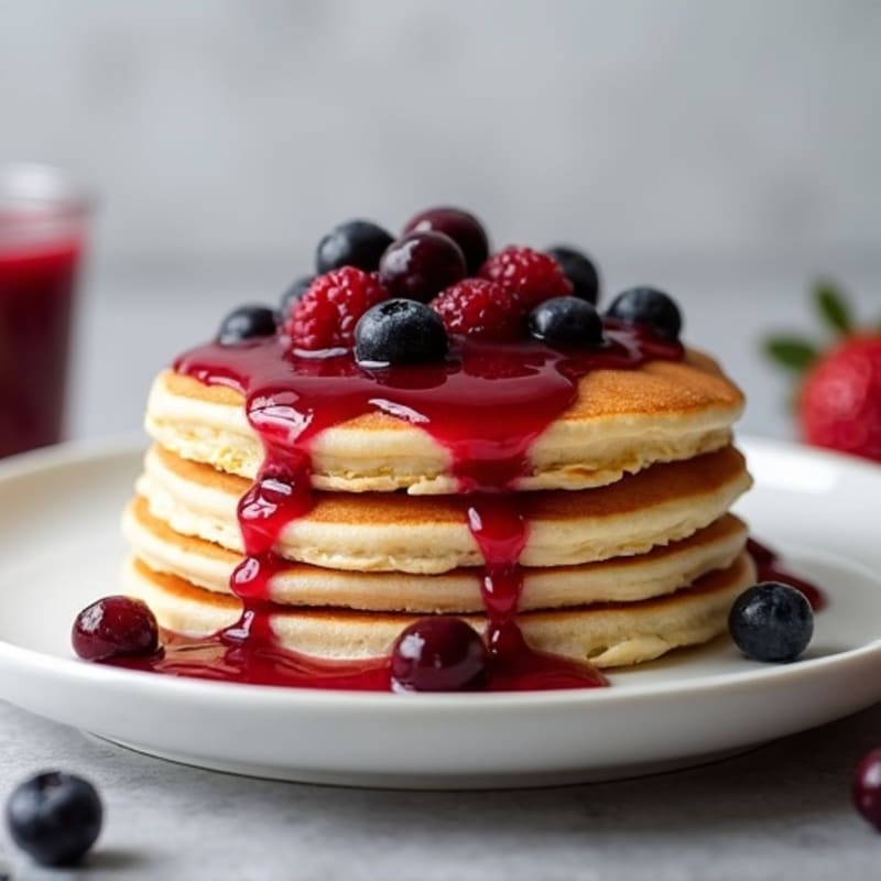Fluffy Protein Pancakes with Berry Compote