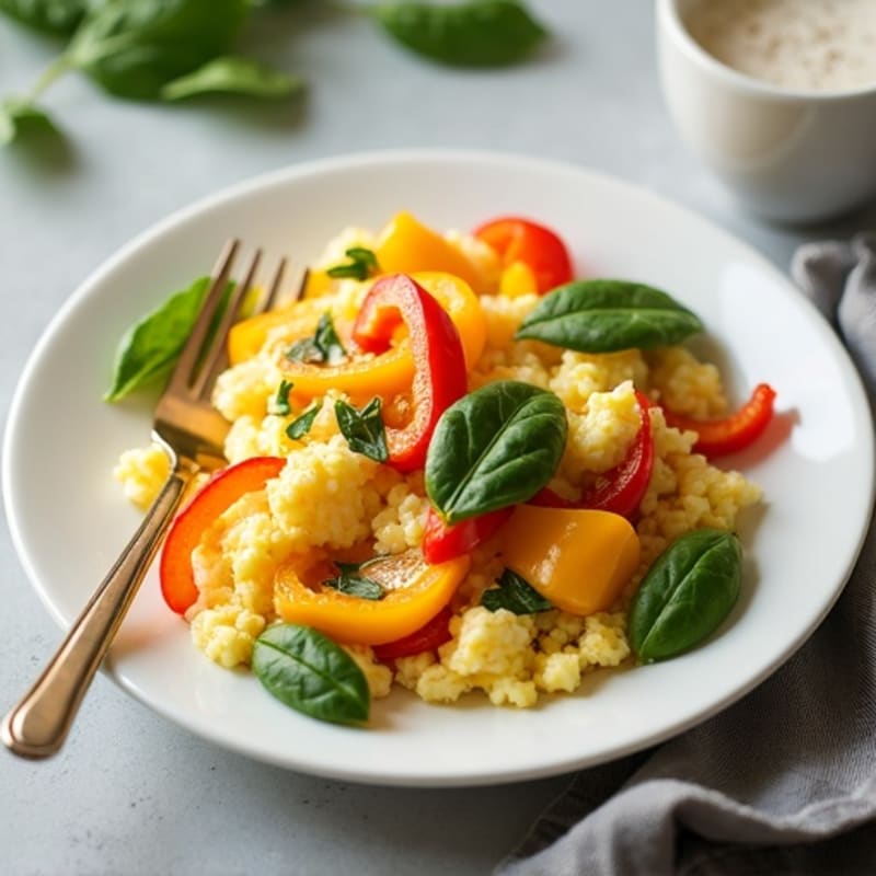 Fluffy Egg White Scramble with Colorful Bell Peppers
