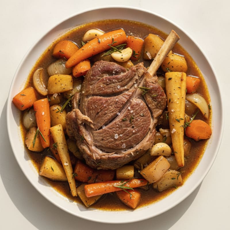Slow-Cooked Lamb Neck with Root Vegetables