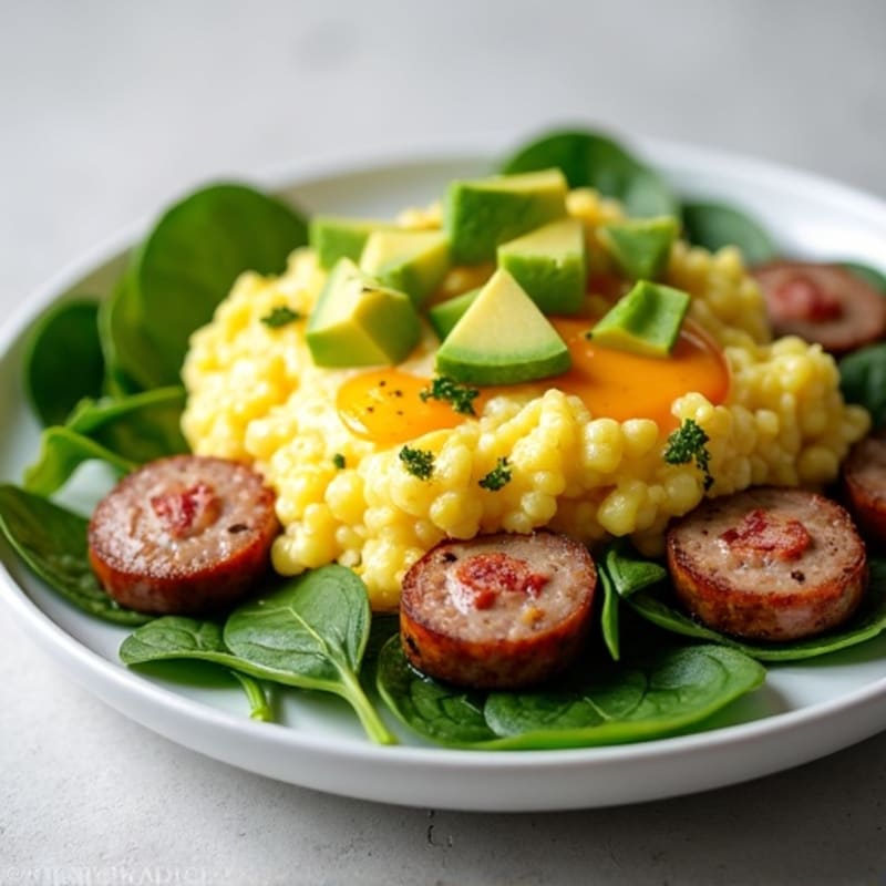 Egg White and Turkey Sausage Scramble with Spinach