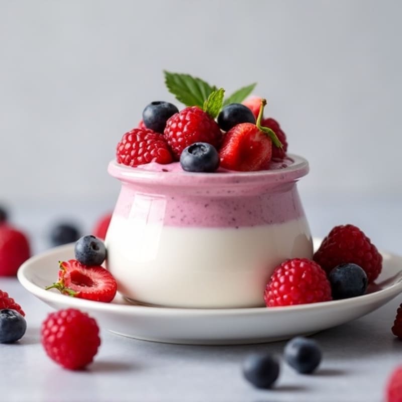 Greek Yogurt Protein Mousse with Mixed Berries