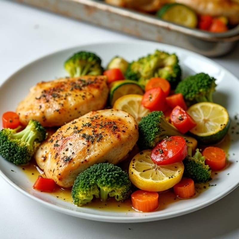 Sheet Pan Lemon Herb Roasted Chicken with Crispy Vegetables