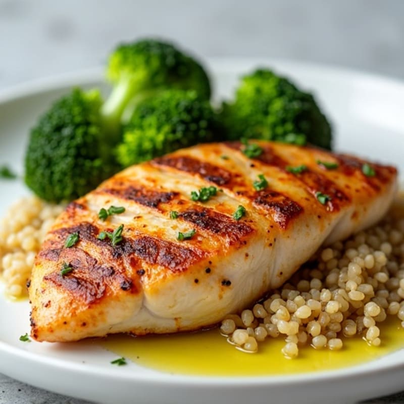Grilled Chicken Breast with Quinoa and Steamed Broccoli