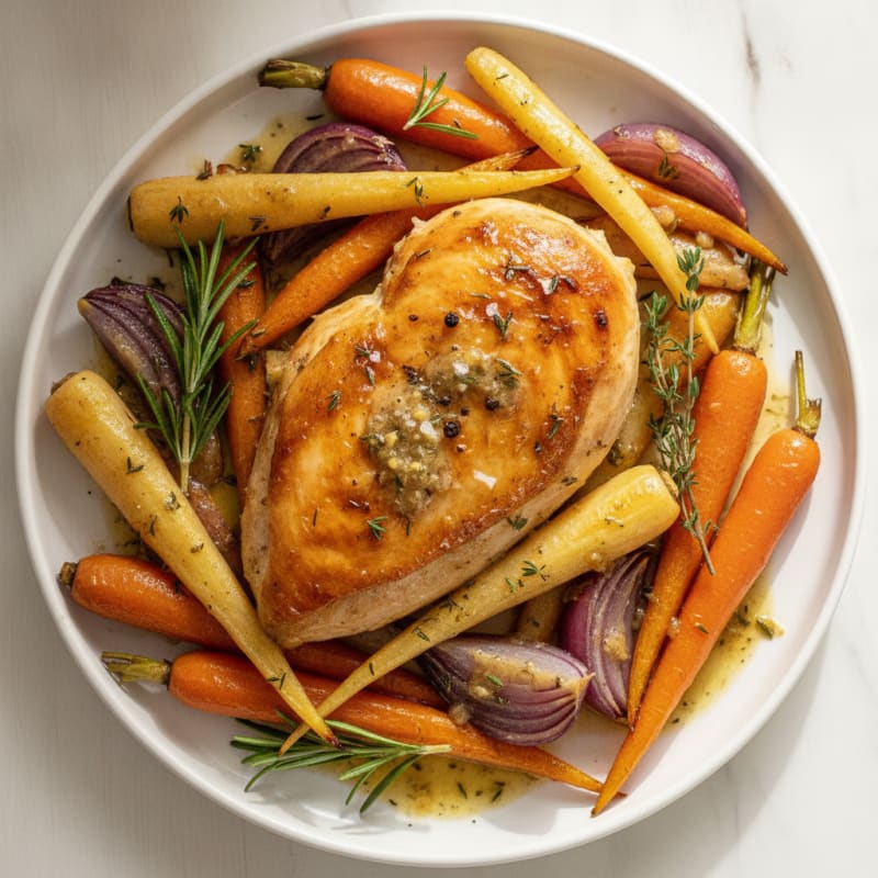 Garlic Herb Roasted Chicken with Root Vegetables