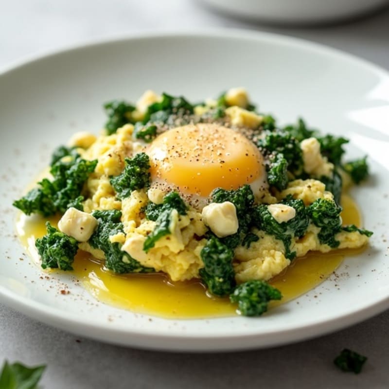 Egg White Spinach Scramble with Cottage Cheese